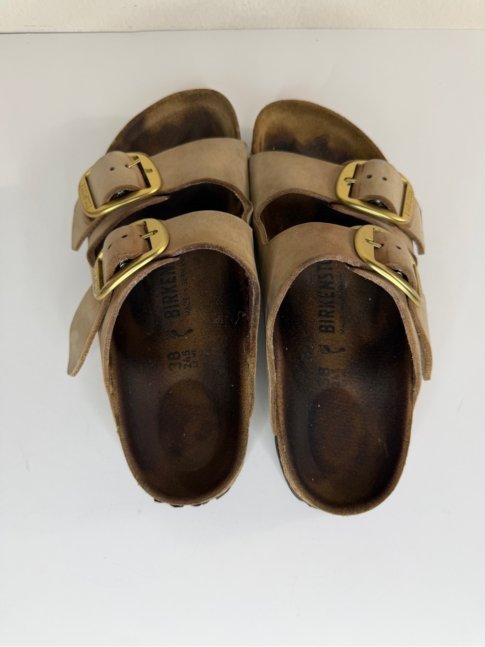 Birkenstock Sandals Slides Women Size 38 US 7 Double Strap Tan Buckle Germany - Picture 8 of 16